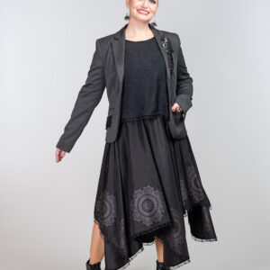 Crna suknja od tafta sa srebrnim tiskom