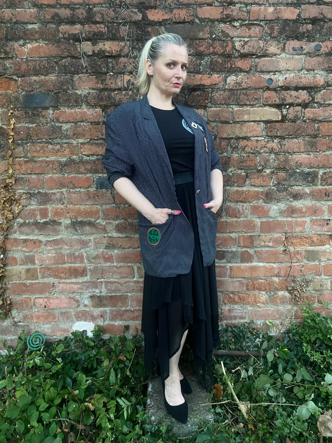 Tamno plavi oversized sako s bijelim točkicama Urban Moonchild